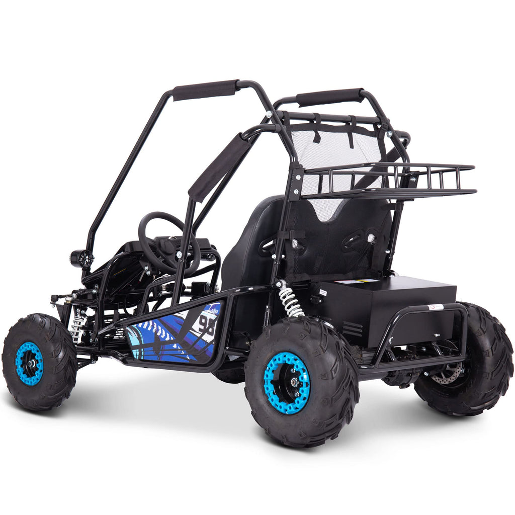 MotoTec Mud XL 60V 2000W 2-Seat Electric Go Kart, Full Suspension, Brushless Motor, Bluetooth Speakers, 4-Point Harness, Off Road Kids Go Kart, Ages 13+, Blue, 25MPH