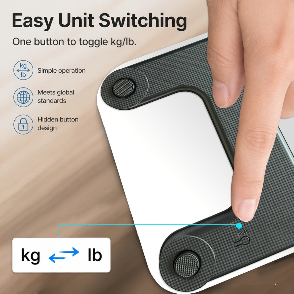 Digital Bathroom Scale 400lb/180kg - HD UV Color Print, Foot Pedal Step-On, Tempered Glass LED Display, Room Temperature & Battery Indicator - Weight Loss Scale