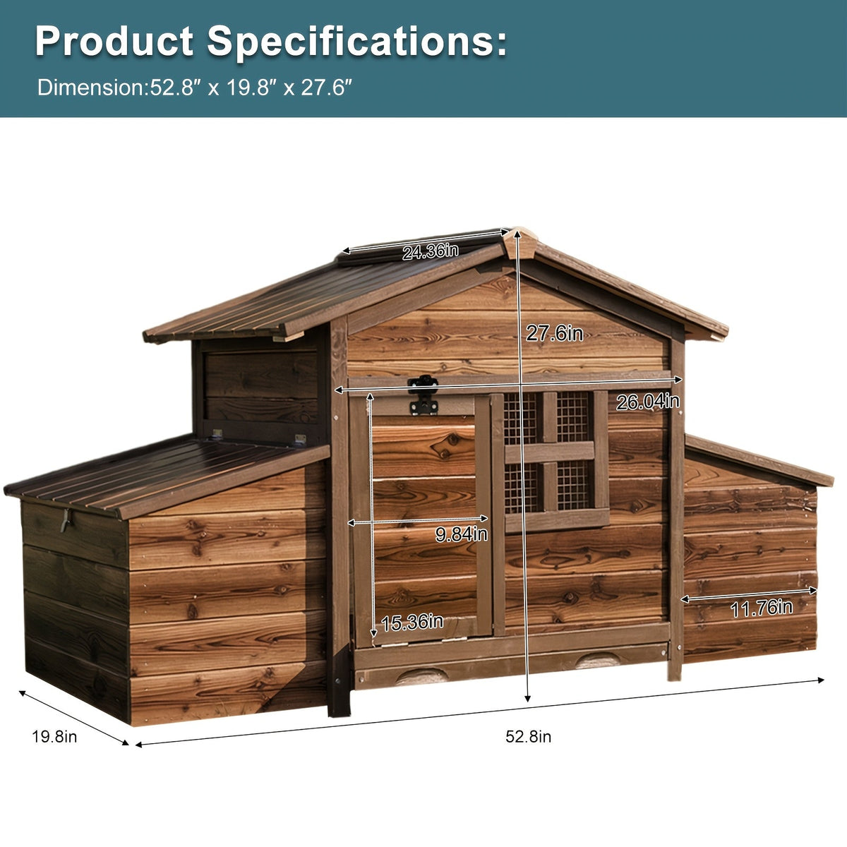Weatherproof Wooden Chicken Coop with Double Nest Boxes Large Outdoor Poultry Hutch with Resting Area for Chickens Rabbits & Ducks – All-Season Safe & Easy Assembly