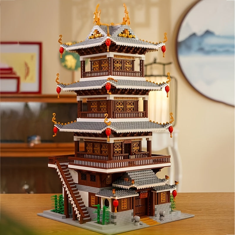6134-Piece Chinese Ancient Architecture Heavenly Fairy Mirror Building Block Set, Large Difficult Mini Bricks, Adult Puzzle Toy, Home Decor, STEM Gift, Christmas, Birthday, New Year Holiday Present