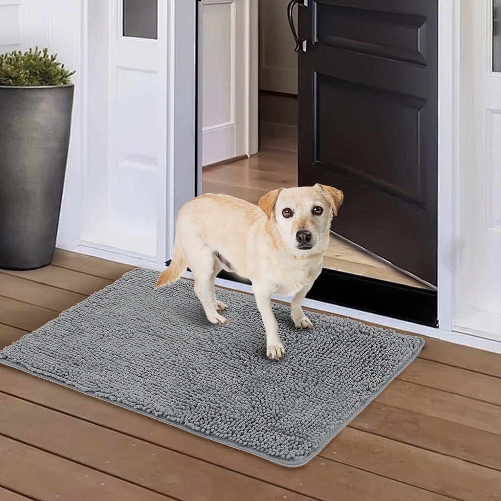 Dog Door Mat for Muddy Paws 2-Pack – Absorbent Non-Slip Washable Microfiber Mud Mat, Quick Dry Indoor Entry Floor Mat for Dogs, Machine Washable, Available in 24x17 & 32x20 inches, 3 Colors