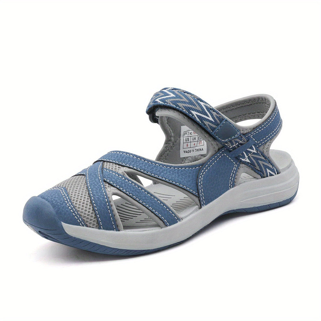 Women's Hiking Sandals Outdoor Sport Athletic – Breathable Soft Comfort Summer Walking Sandals Hook-and-Loop Closure Closed-Toe TPR Sole Gift for Mom Daughter Ladies