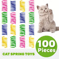 猫咪弹簧玩具100件装 - 适合室内猫咪和幼猫的彩色塑料螺旋弹簧，互动式狩猎、拍打和啃咬玩具，耐用无电池大包装猫玩具，多猫家庭超值套装
