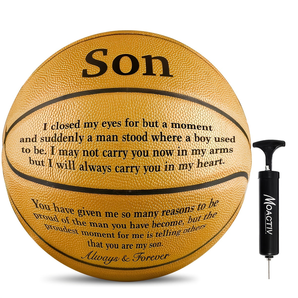 Engraved Basketball for Grandson & Son – Personalized Inspirational Size 7 Basketball with Pump, Motivational Gift for Birthday, Christmas, Anniversary, Blue Red Gold Black