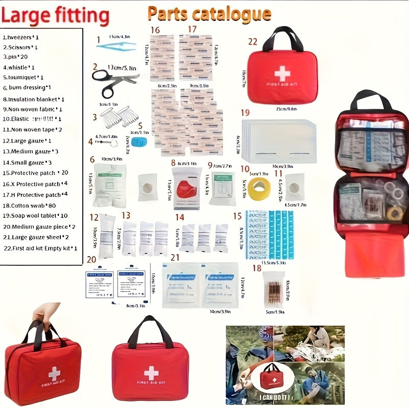 22-Piece Portable First Aid Kit for Car Travel, Camping, and Hiking; Compact Emergency Medical Rescue Kit for Home, Office, and Outdoor Adventures; Lightweight Zip Bag