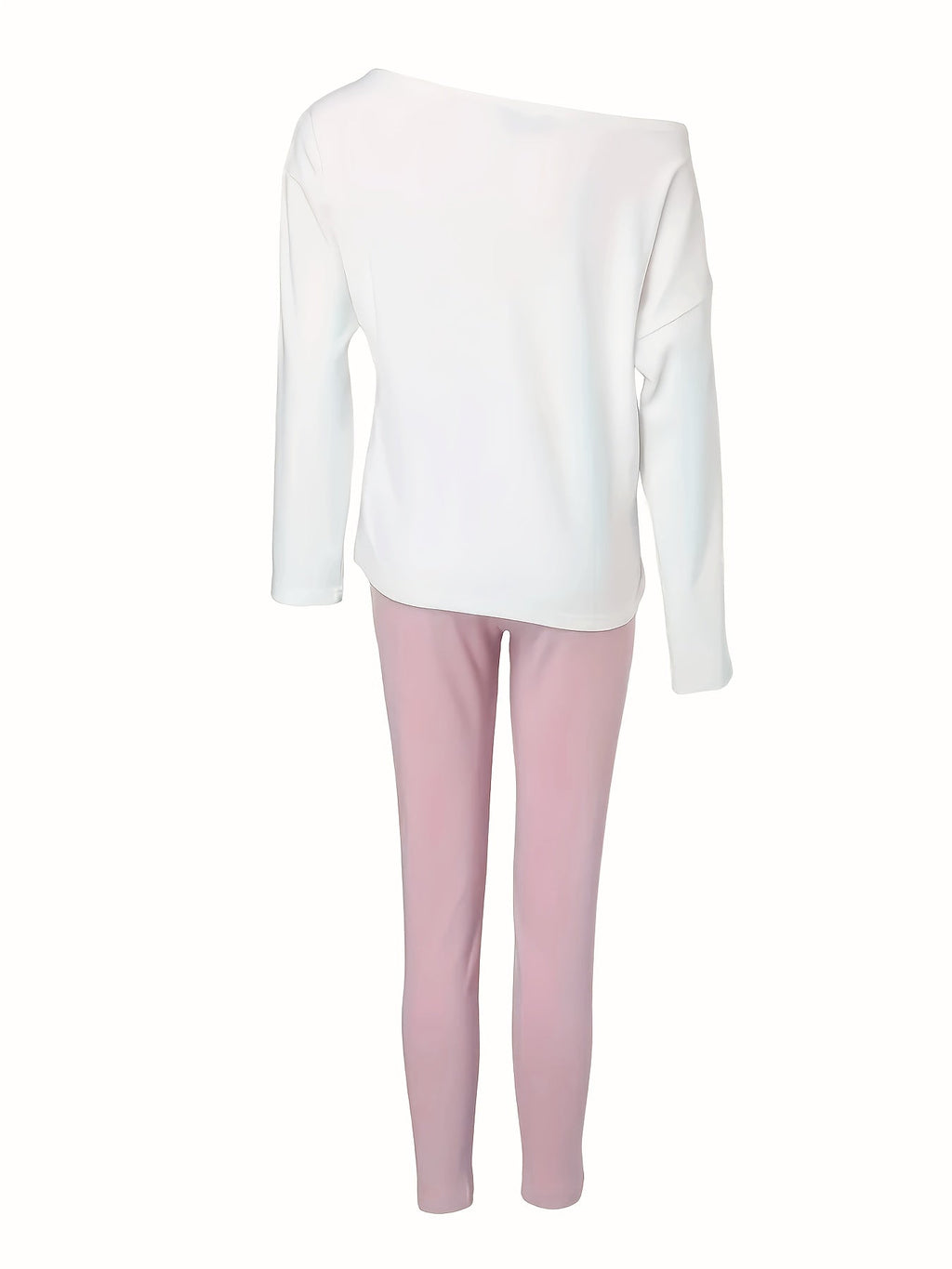Women's Casual Letter Print Long Sleeve T-Shirt and Wide Leg Pants 2-Piece Matching Lounge Set White Pink Black S-XXL