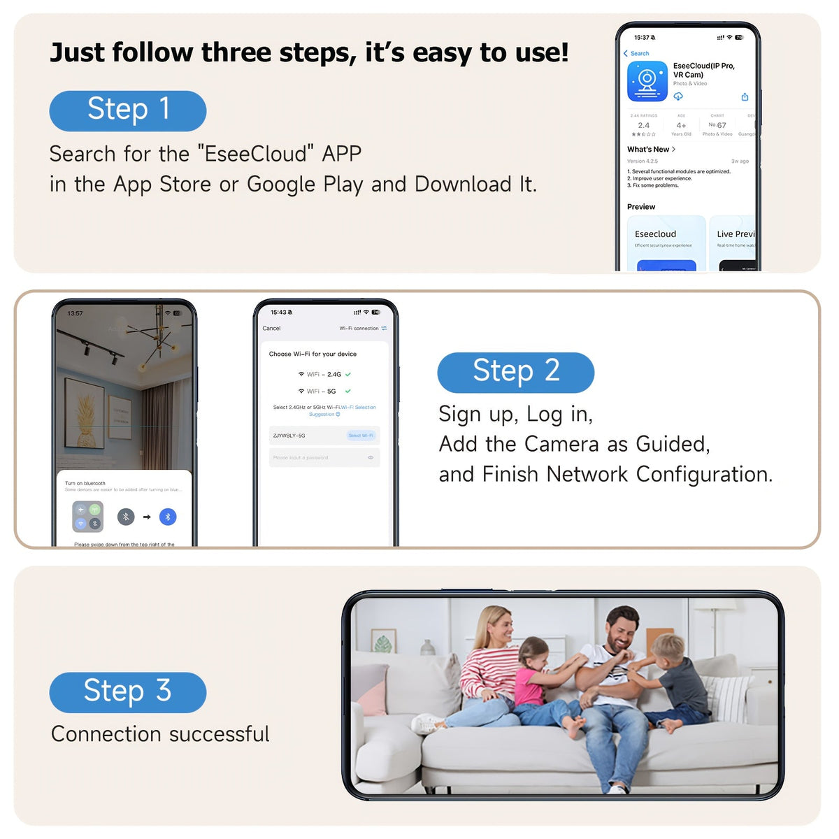 Indoor Security Camera 4-Pack 3MP Wireless – Cloud Storage, 2.4G/5G Dual-Band WiFi, AI Motion Detection, Two-Way Audio & Color Night Vision for Home Surveillance System
