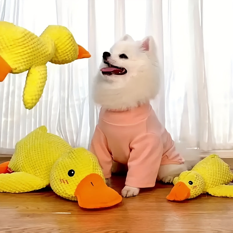Plush Squeaky Duck Dog Toy - Durable Soft Chewable Noise-Making Stuffed Animal for Stress Relief, Anxiety & Boredom, Cute Gift for Small, Medium, and Large Dogs, S/M/L