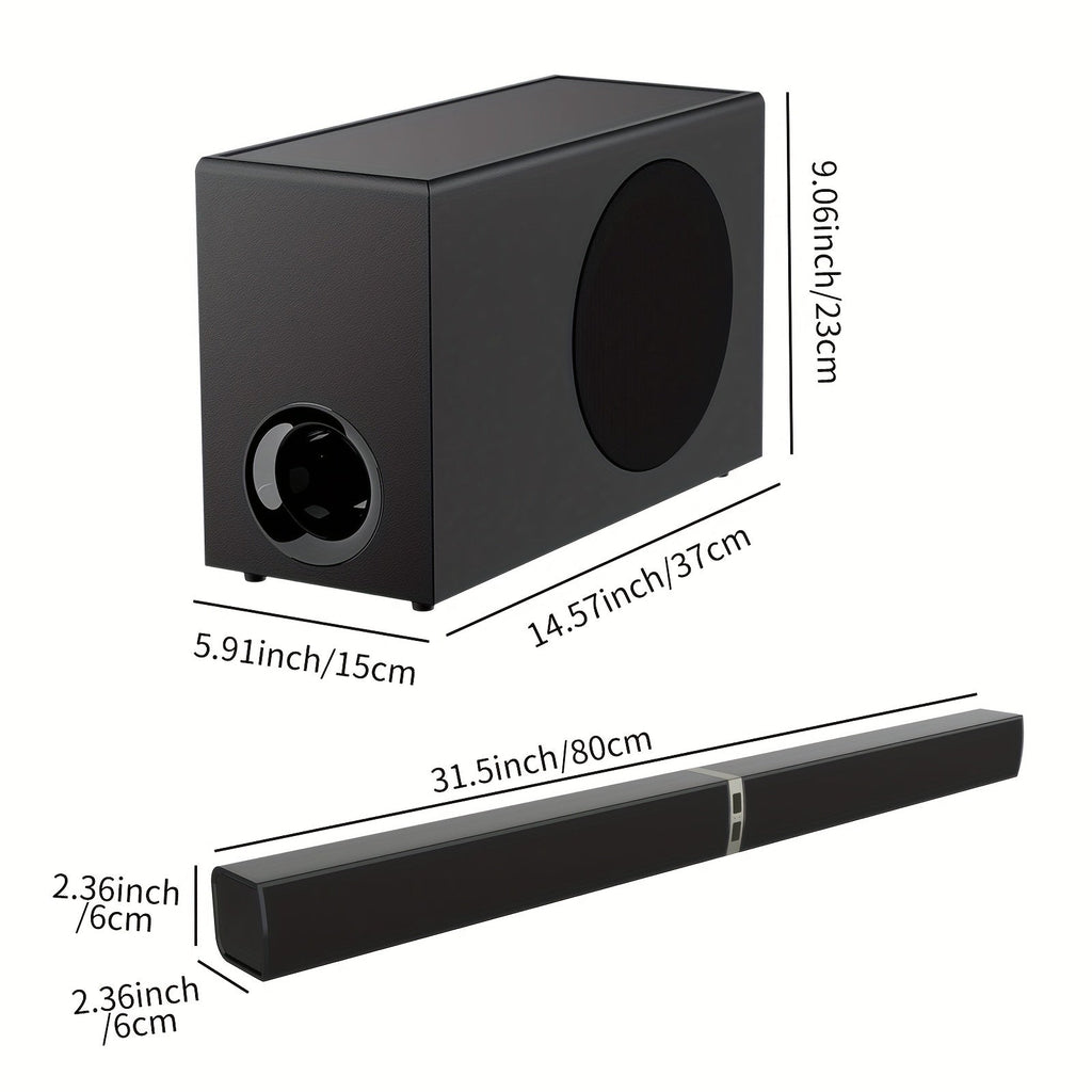 Soundbar with Subwoofer 2.1CH, Detachable Tower Speaker Design, Bluetooth 5.0 Wireless, ARC/Optical/AUX, Deep Bass Home Theater TV Speaker System, Remote Control, for Smart TV PC Gaming