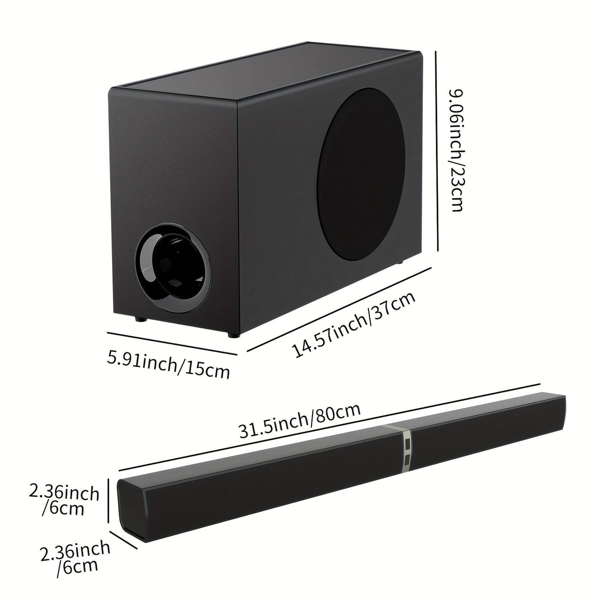 Soundbar with Subwoofer 2.1CH, Detachable Tower Speaker Design, Bluetooth 5.0 Wireless, ARC/Optical/AUX, Deep Bass Home Theater TV Speaker System, Remote Control, for Smart TV PC Gaming