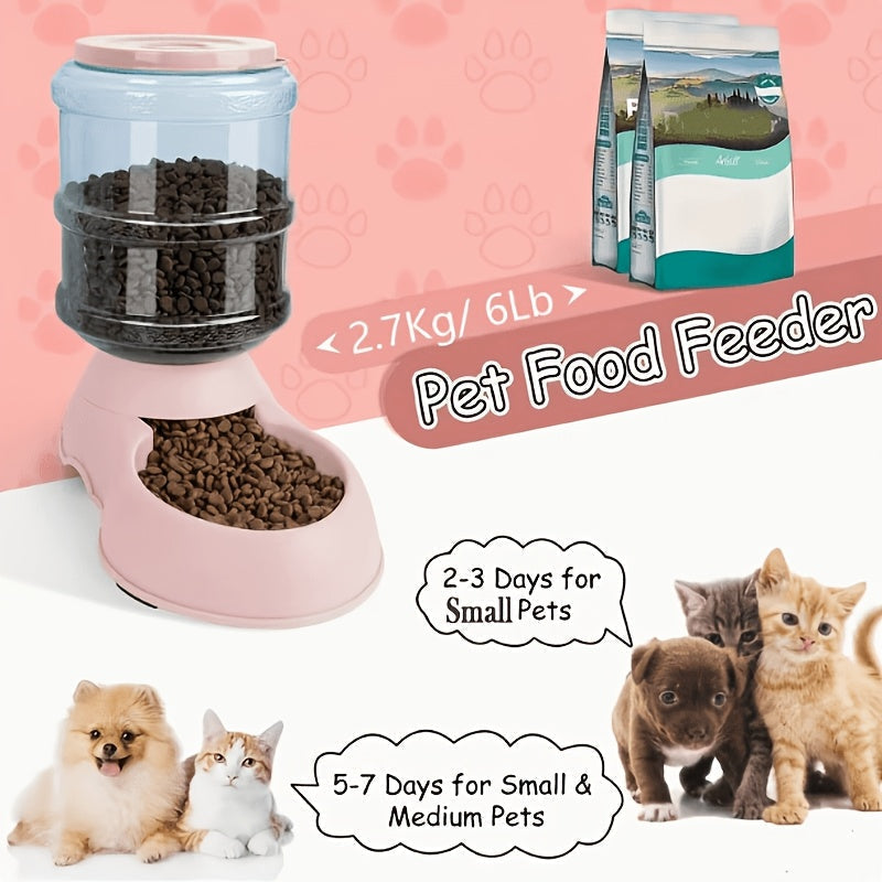 Automatic Gravity Dog Feeder and Water Dispenser 1 Gallon 3.8L - No Batteries Required, Durable PP Material, Suitable for Cats and Small to Medium-Sized Pets, Hands-Free Gravity Feeding Station, Perfect Gift