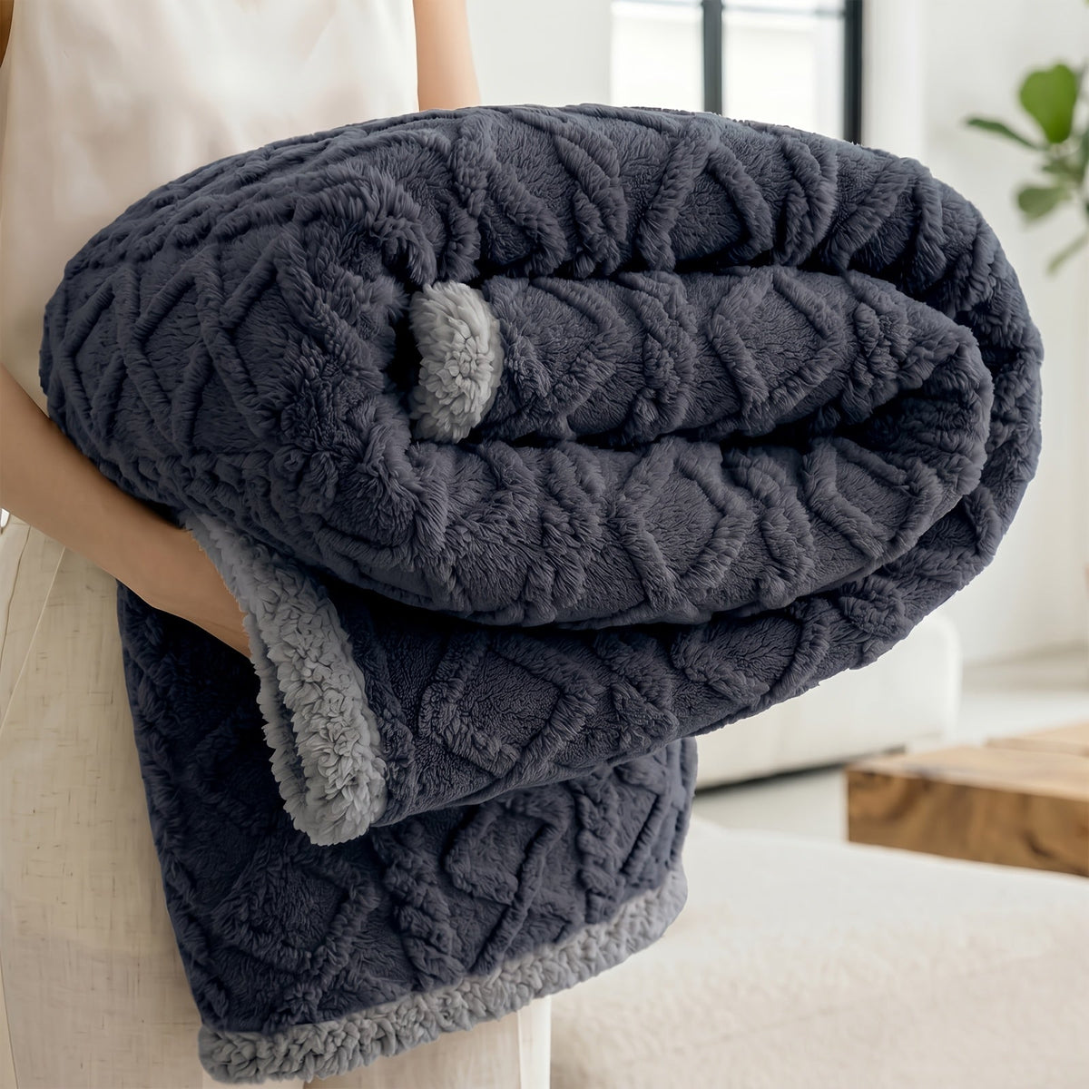Liquid-Proof Pet Blanket, Reversible Sherpa Fleece Sofa Bed Furniture Protector for Dogs and Cats, Machine Washable Throw Blanket, Small/Medium/Large/XL, Light Gray/Khaki/Beige/Dark Gray
