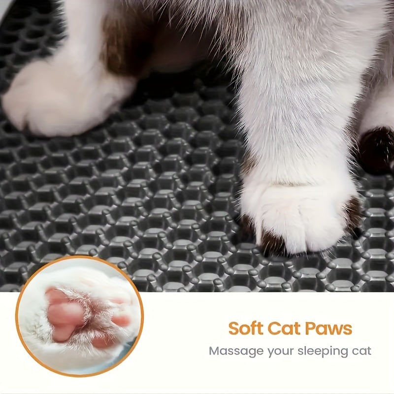 猫砂垫蜂窝双层 – 防水防尿防滑猫砂收集垫，适用于猫砂盆，易清洁，脚感舒适，减少猫砂飞溅和浪费，送给爱猫人士的完美礼物