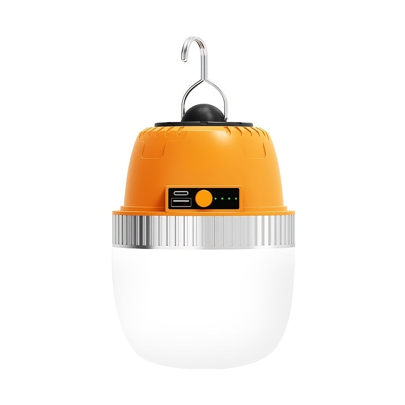 LED Camping Lantern USB Rechargeable with Built-In Power Bank, Ultra-Bright Portable Hanging Tent Light for Camping, BBQ, Patio, and Outdoor Emergency, Charges Mobile Phones, Freestanding & Hanging Design