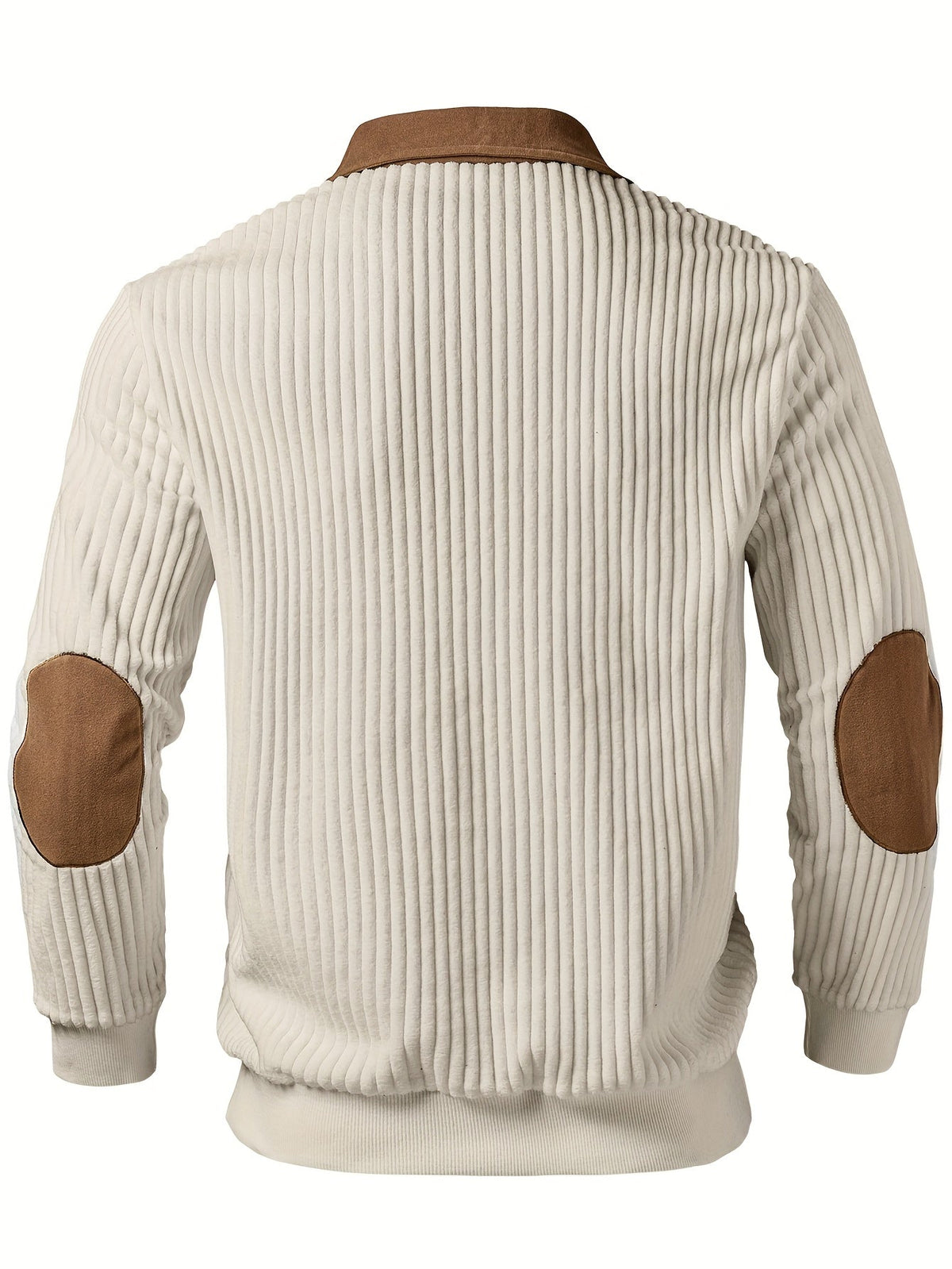 Men's Color-Block Ribbed Stand Collar Pullover - Zipper Detail, Thick & Warm, Long Sleeve - Casual, Daily & Commute - S–XXL - White, Black, Off-White & Olive