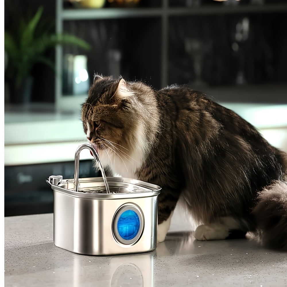 3.2L Automatic Cat & Dog Water Fountain – Stainless Steel Pet Water Dispenser with Multi-Filtration System, Visible Window, Motion Sensor, 2 Flow Modes, Silent Pump, Easy to Clean, for Cats, Dogs, and Rabbits