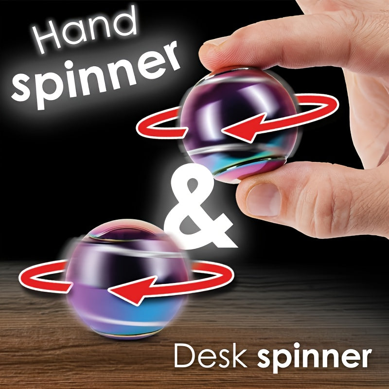 Fingertip Gyroscope Rotating Ball Toy High-Speed Dual-Bearing Desktop Fidget Skill Toy Party Gift Iridescent Blue Black