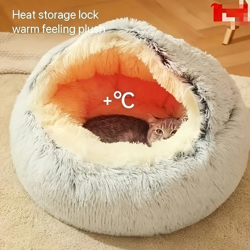 Shell-Shaped Pet Bed Semi-Enclosed Warming Nest – Upgraded Thickened Version 2.0 with Soft PP Sponge & Oxford Fabric, Cozy Winter Dog House for Cats & Puppies, Small Medium Large Indoor Pet Cave Bed