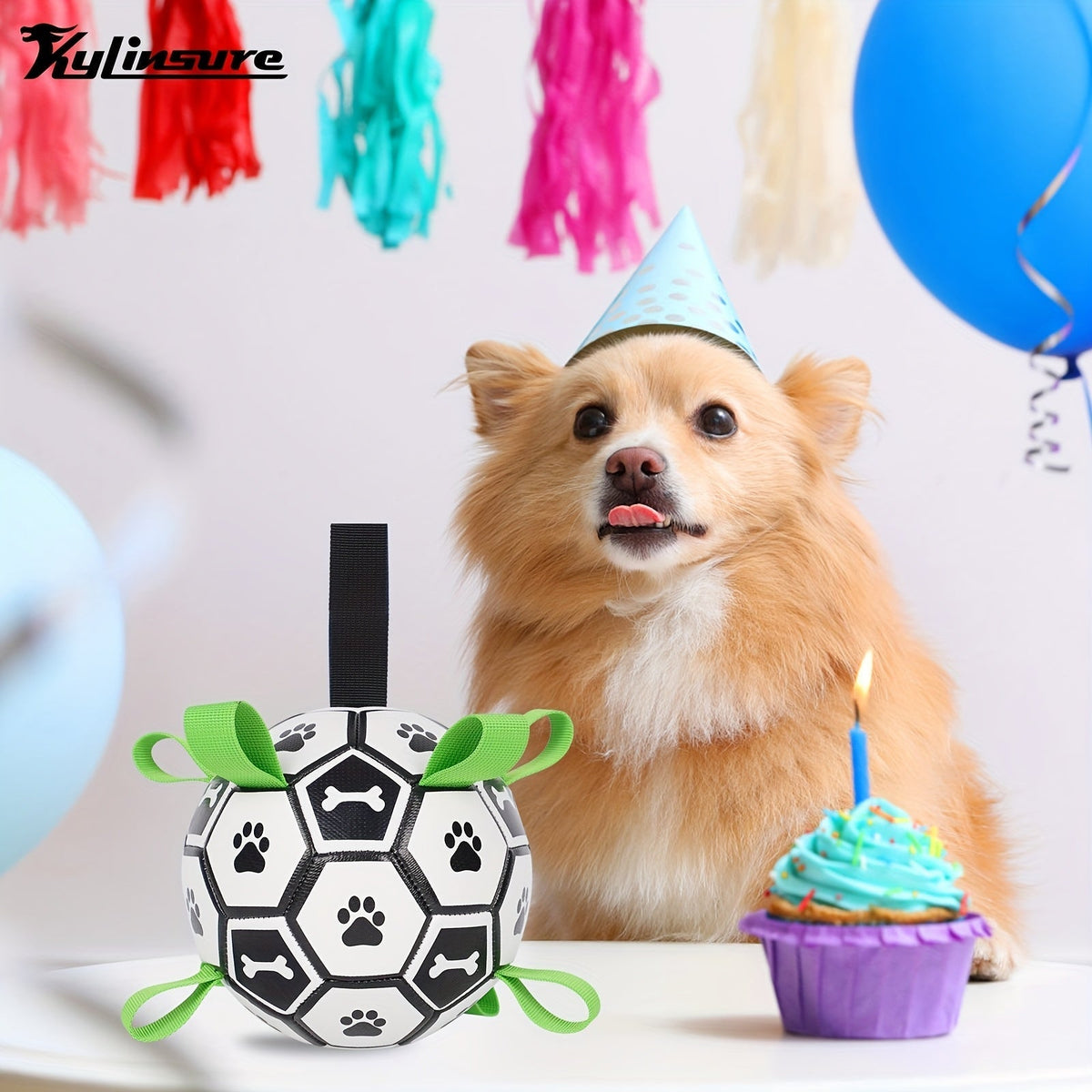 Soccer Ball Dog Toy with Straps – Durable Tug of War & Water Play Toy for Small & Medium Dogs, Includes Inflation Needle, Perfect Christmas & Birthday Gift for Puppies