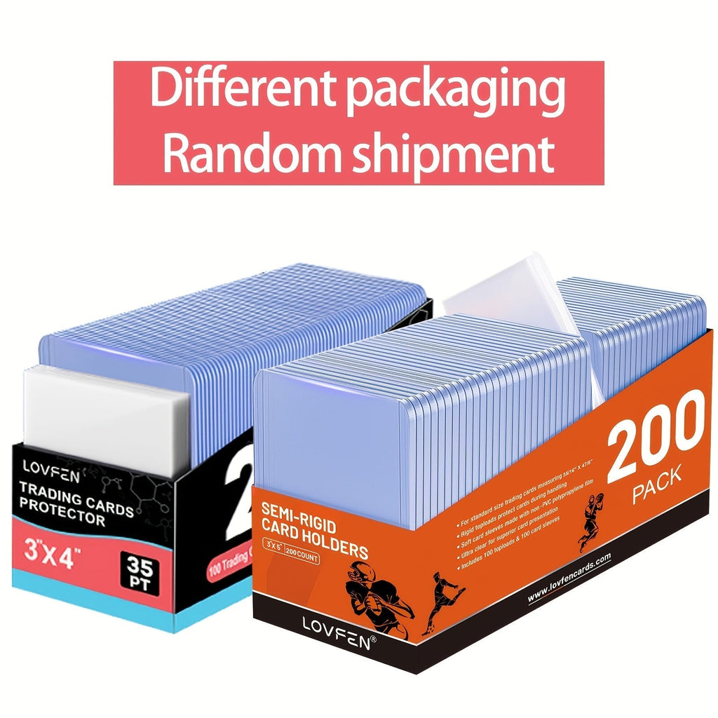Trading Card Top Loaders, 200 Count Hard Plastic 3x4 Inch Card Holders with Sleeves for Baseball, Football, Basketball Sports Cards, TCG, Pokémon Collector Gift