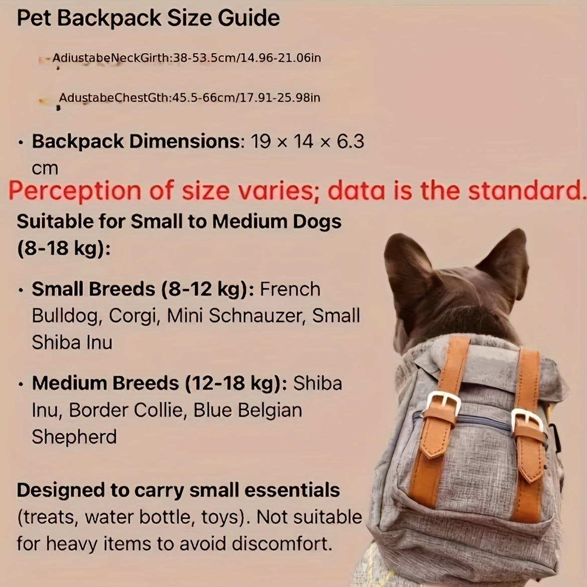 Multifunctional Pet Carrier Backpack with Safety Harness for Small to Medium Dogs - Adjustable Chest 17.72-25.59 Inches, Portable Dog Travel Bag for Daily Use, Hiking, and Outdoor Activities - Blue, Grey, Red Check