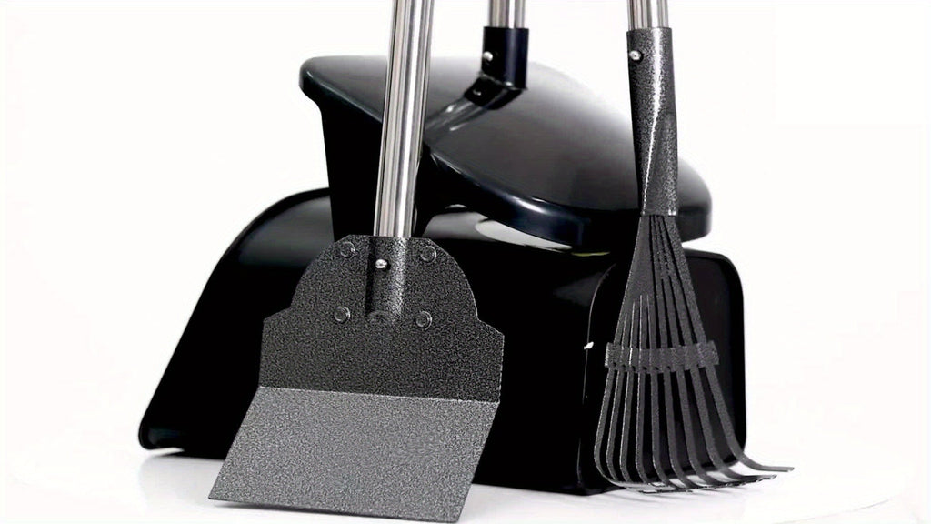 Heavy Duty Dog Pooper Scooper Set with Swivel Bin, Rake & Spade – Long Handle Pet Waste Removal Tool for Grass, Dirt & Gravel, Includes 40 Waste Bags, Great for Large Dogs