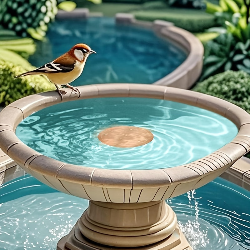 Bird Bath Copper Purification Disk & Water Wiggler 99% Pure Copper 4-Inch Round 1mm Reinforced Triple-Point Support for Safe Clean Water – Universal Fit for All-Season Outdoor Birdbath Bowls