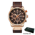 Men's Chronograph Sport Quartz Watch with Date Display – Stopwatch Wristwatch for Men, 6 Colors (Brown, Blue, Black, Grey), Casual Business Everyday Watch Gift