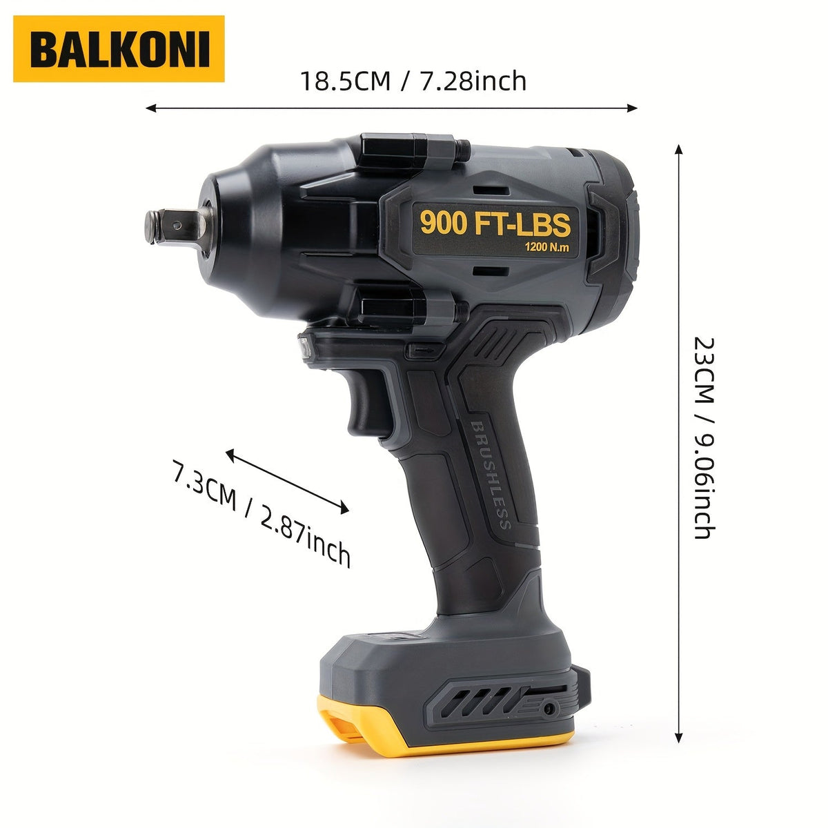 900 Ft-lbs Cordless Impact Wrench 1/2", Brushless Motor, 3-Speed, Compatible with DeWalt 20V MAX Battery, High-Torque Electric Impact Gun for Auto Repair & Heavy-Duty Jobs (Tool Only, No Battery)