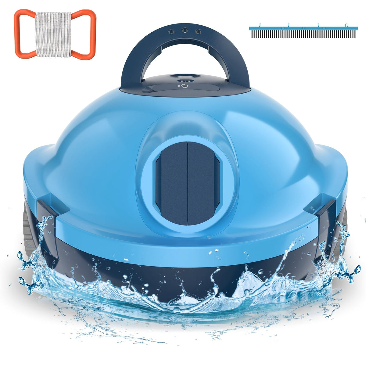 Cordless Robotic Pool Cleaner, 120-Minute Battery, IPX8 Waterproof, Powerful Suction, Covers 1100 Sq Ft, Tracking Rope Included, Auto Random Route Planning, for Flat-Bottom In-Ground & Above-Ground Pools