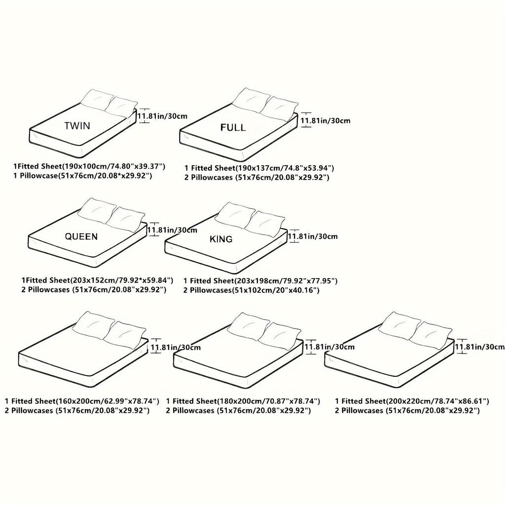 2/3-Piece Satin Bedding Set - Luxury Soft Fitted Sheet & Pillowcases - Twin, Full, Queen, King & Custom Sizes - Black, White, Grey, Navy, Lavender, Burgundy, Dark Green, Light Blue & Orange-Red