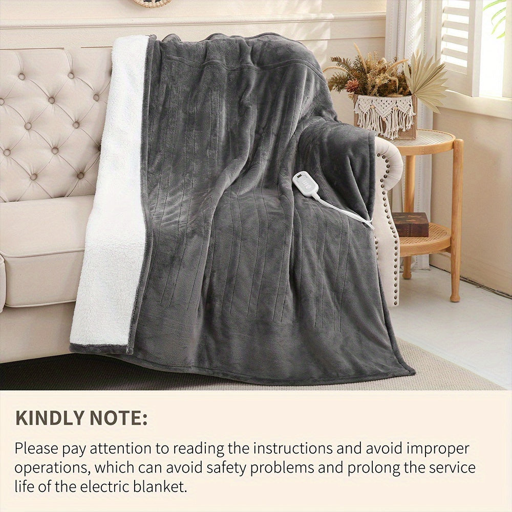 Electric Heated Blanket, Flannel, Extra Large, 8 Temperature Levels, 10-Hour Auto-Off, PTC+NTC Overheat Protection, Machine Washable – Available in Throw, Twin, Full, Queen, and King Sizes