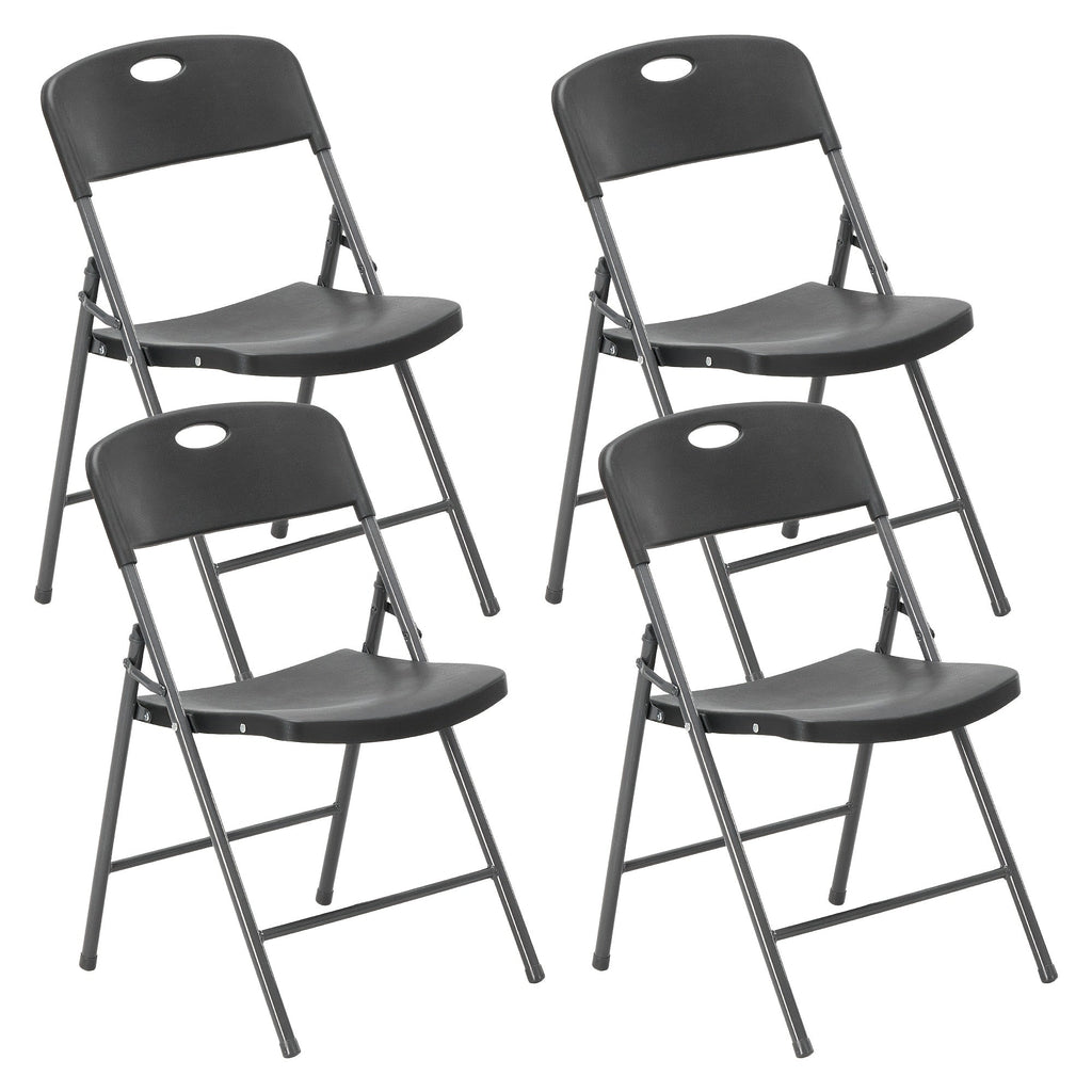 Plastic Folding Chairs 375LB Heavy Duty Lightweight Foldable Set of 2 4 6 for Office Party Outdoor Events Camping Wedding Black White