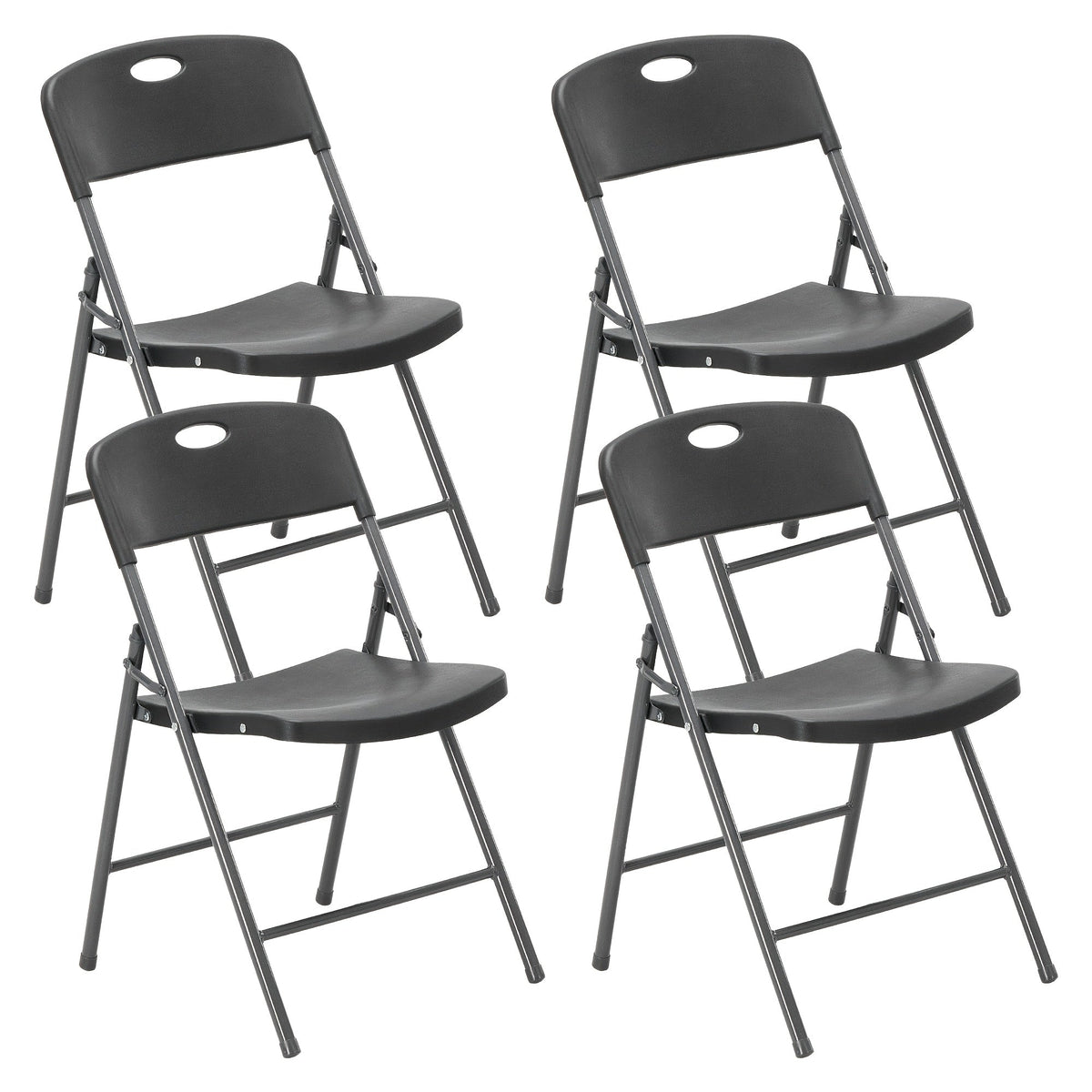 Plastic Folding Chairs 375LB Heavy Duty Lightweight Foldable Set of 2 4 6 for Office Party Outdoor Events Camping Wedding Black White