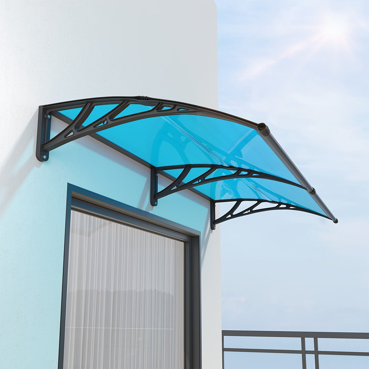 Polycarbonate Window Door Awning Canopy – UPF 50+ UV Rain Snow Sun Shade Cover for Patio Balcony Doorway in 21 Sizes & 4 Panel Colors