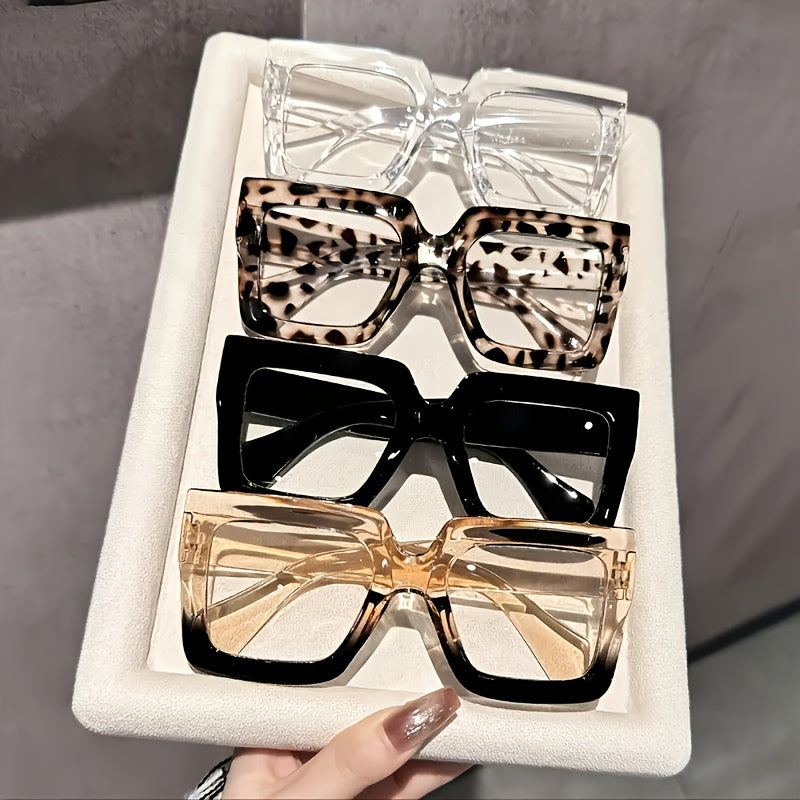 Vintage Square Full Rim Clear Lens Glasses Set (3pcs/4pcs) Polycarbonate Fashion Eyewear for Women and Men - Retro Office Everyday Blue Light Blocking Style Frames