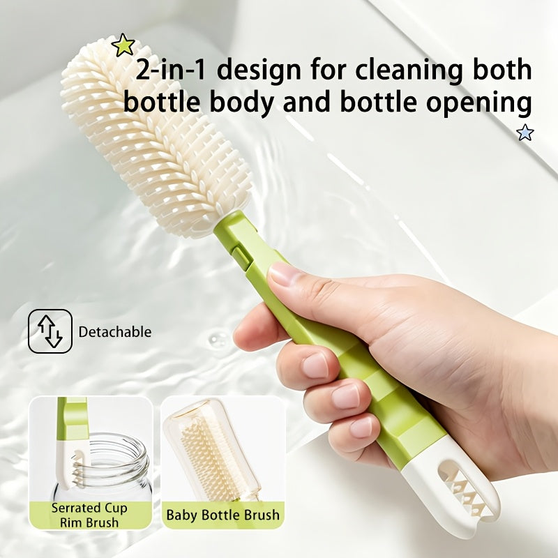 Book-Shaped Portable Baby Bottle Cleaning Brush Set, Multi-Functional Kit with Bottle Brush Nipple Brush Straw Brush Cup Brush & Draining Rack, Lightweight Travel Bottle Cleaning Tools, Green & Blue