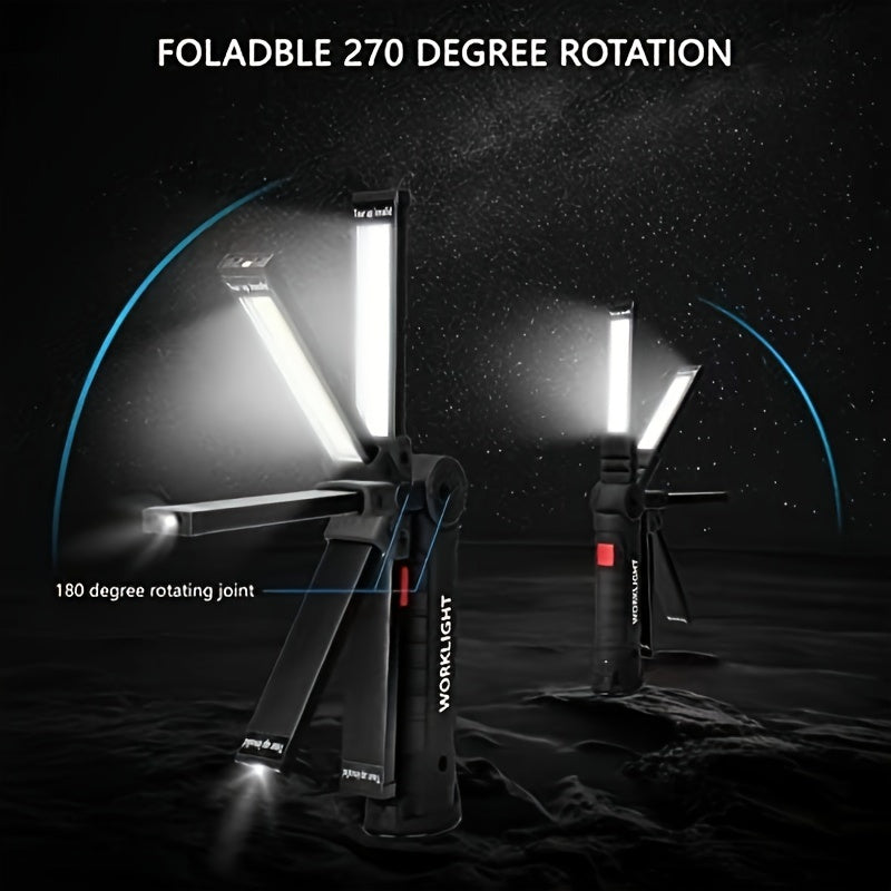 Rechargeable COB LED Work Light with Magnetic Base – 1000 Lumen Portable Camping Flashlight, 5 Modes, USB-C, Hanging Lamp for Garage, Yard, Emergency, and Outdoor Use, 2/3/4 Pack