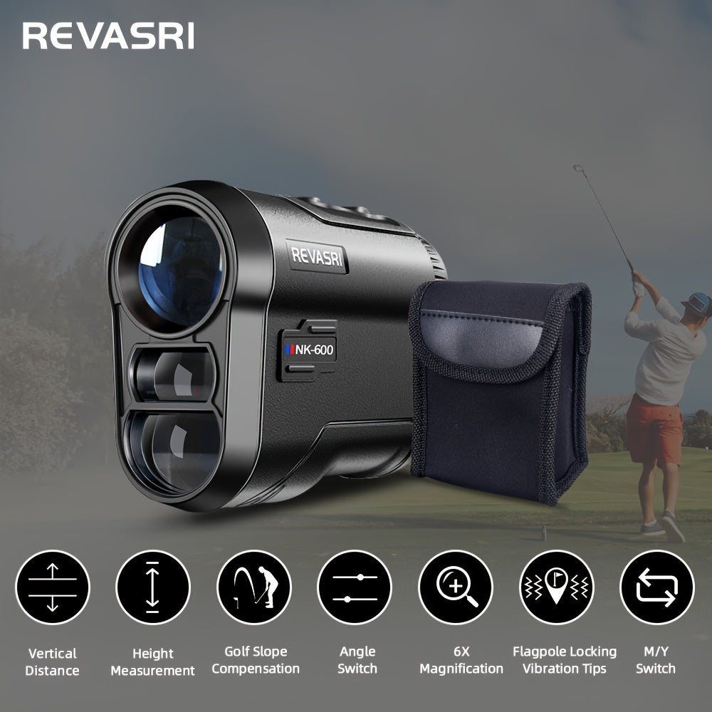 REVASRI Golf Rangefinder 650 Yards – Laser Range Finder with Golf Mode, Slope Compensation, Speed, Height, Horizontal and Vertical Distance, and Two-Point Measurement for Golf, Hunting, Archery, and Outdoor Use