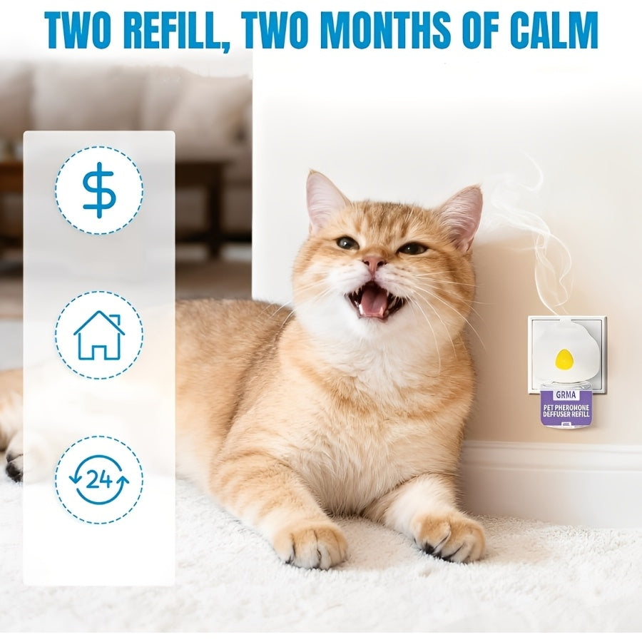 Pheromone Calming Diffuser for Cats & Dogs 3-in-1 – Reduces Anxiety, Spraying, Urination, Fighting & Territory Marking, Includes 1 Diffuser + 2 Refills