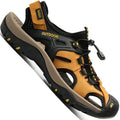 Men's Casual Hiking Sandals - Summer Outdoor Shoes - US 6–15.5 (13 Sizes) - Yellow, Black & Dark Brown