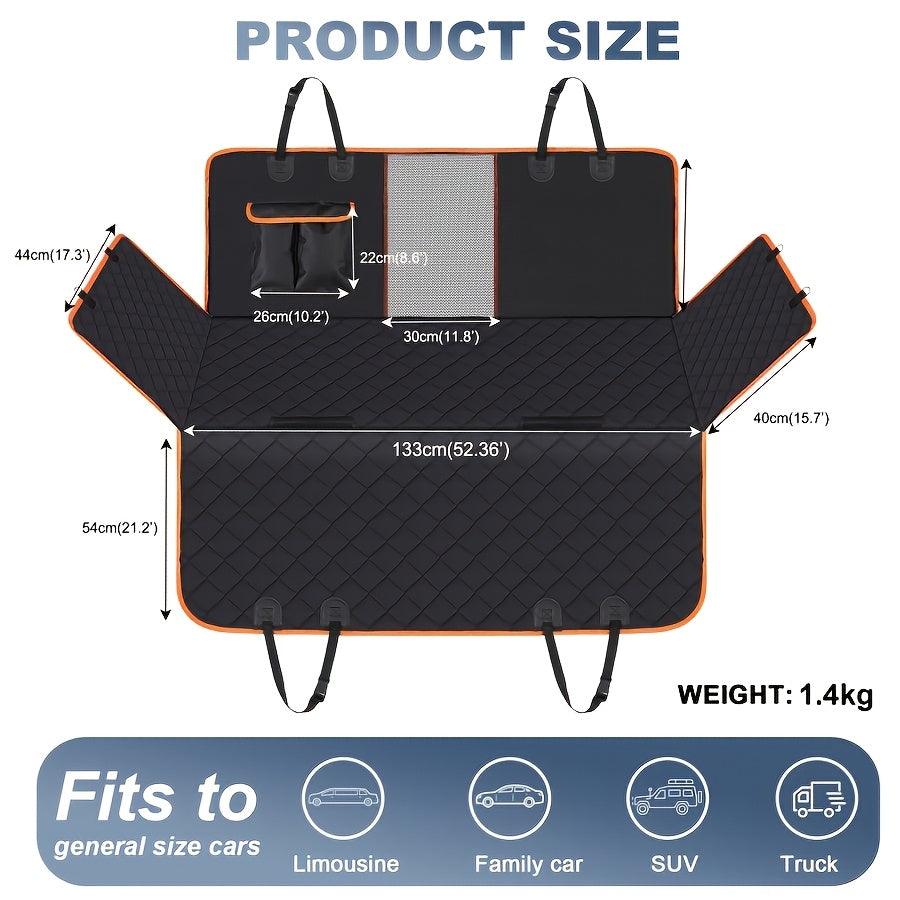 Heavy Duty Dog Car Seat Cover Waterproof Non-Slip Backseat Protector Scratch-Proof Spill-Proof Nylon Pet Seat Cover with Side Flaps for SUV, Sedan, and Truck, Easy Install, Machine Washable