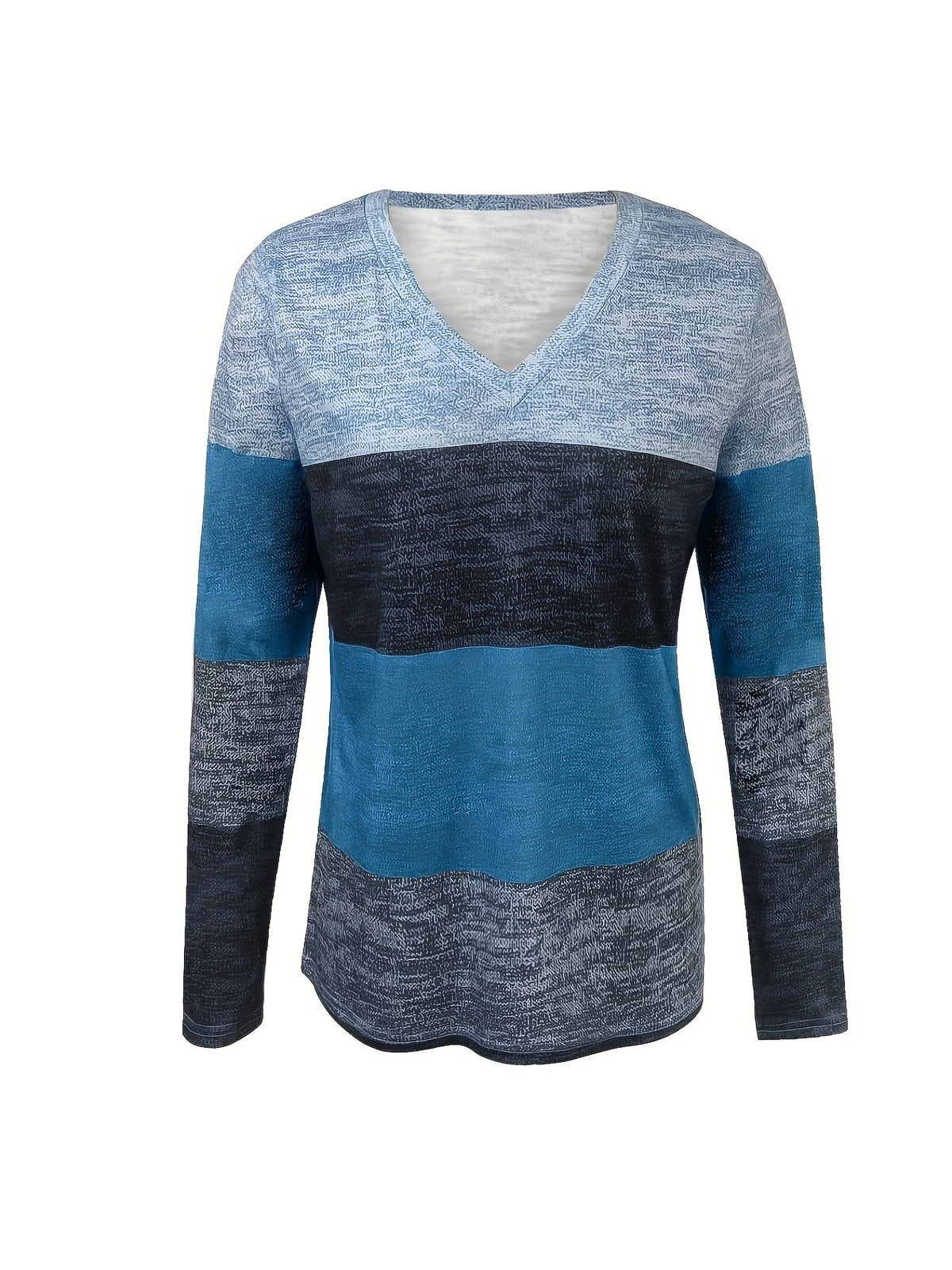V-Neck Long Sleeve Top Women's Geometric Print Casual Shirt Spring Summer Fall Stretchy Polyester Elastane Coffee Peacock Blue S M L XL XXL