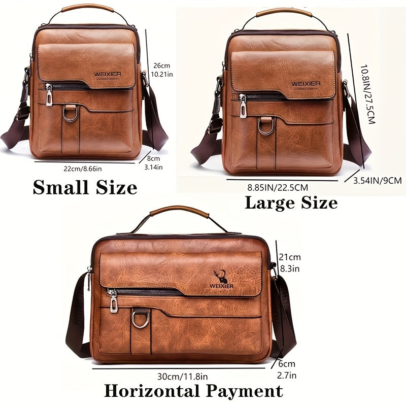 Vintage Shoulder Bag Crossbody Messenger Bag Vertical Business Casual Commuter Versatile for Work Travel Daily Use Black Horizontal Style