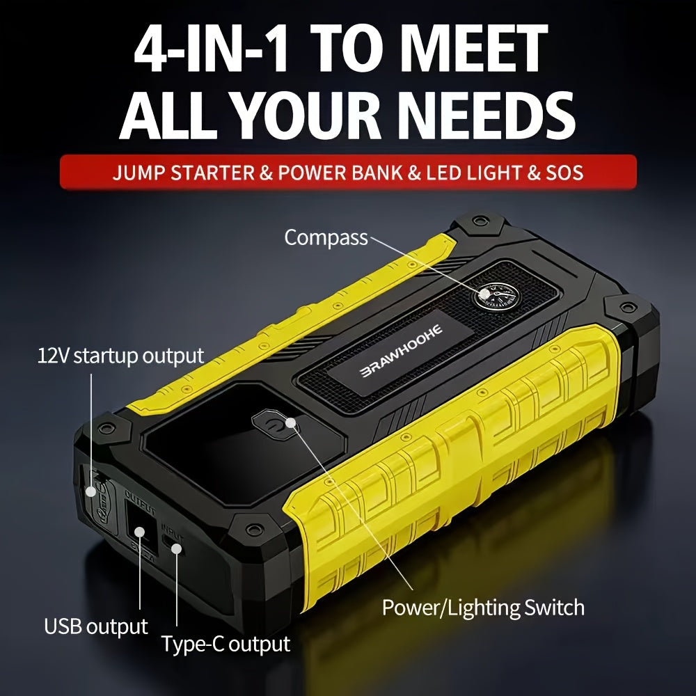 3000A 9-in-1 Car Jump Starter with Built-in Tire Inflator, USB Ports & LED Emergency Light – 12V Portable Wireless Battery Booster for Cars, Trucks & SUVs – Roadside Emergency Tool – Velora