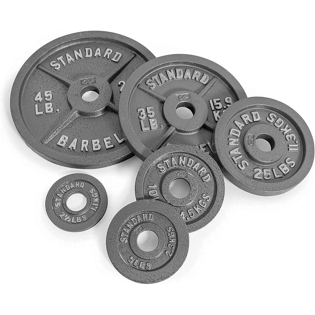 Cast Iron Weight Plates 2-Inch Solid Baked Enamel Finish for Strength Training, Weightlifting, Bodybuilding, Powerlifting, Home Gym Barbell - 2.5, 5, 10, 25, 35, 45, 100 LB