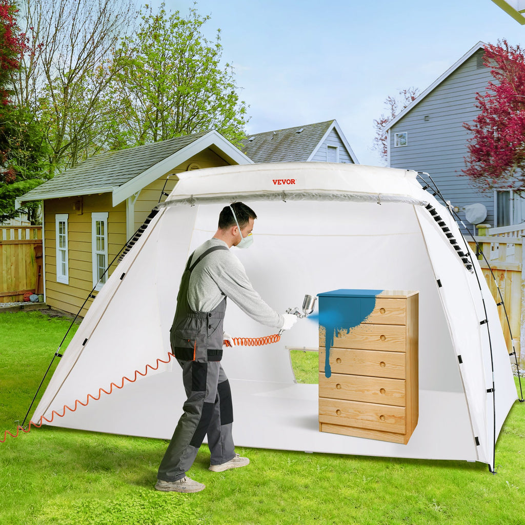 VEVOR Portable Spray Paint Booth Tent - 120"×84"×72" (7.5×5.2×5.2 ft), Pop-Up Paint Shelter, Vented, Stakes & Ropes Included - Furniture, Crafts, Airbrush & DIY Painting