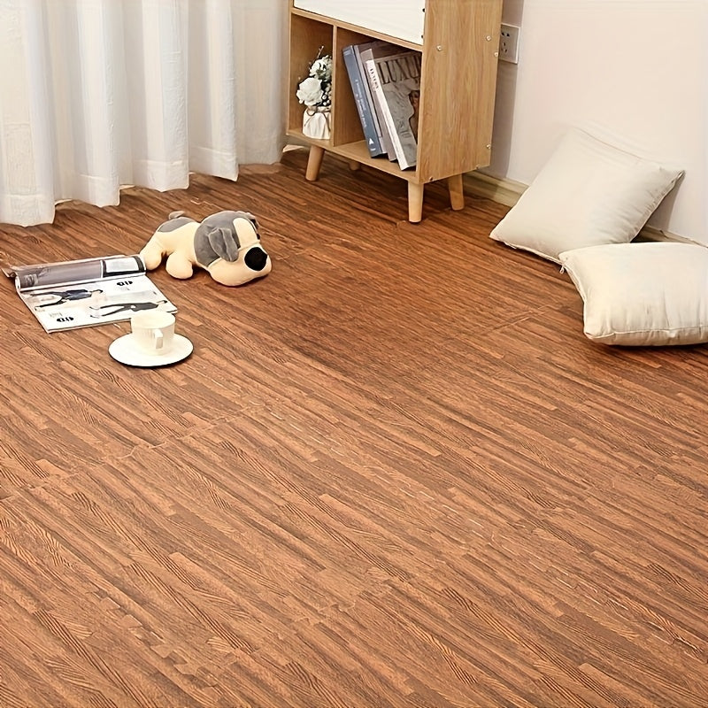 Foam Floor Mats 22 Piece Interlocking – Thick Non-Slip Moisture-Resistant Washable Gym Flooring Tiles for Home Gym Playroom Basement in Wood Grain Colors