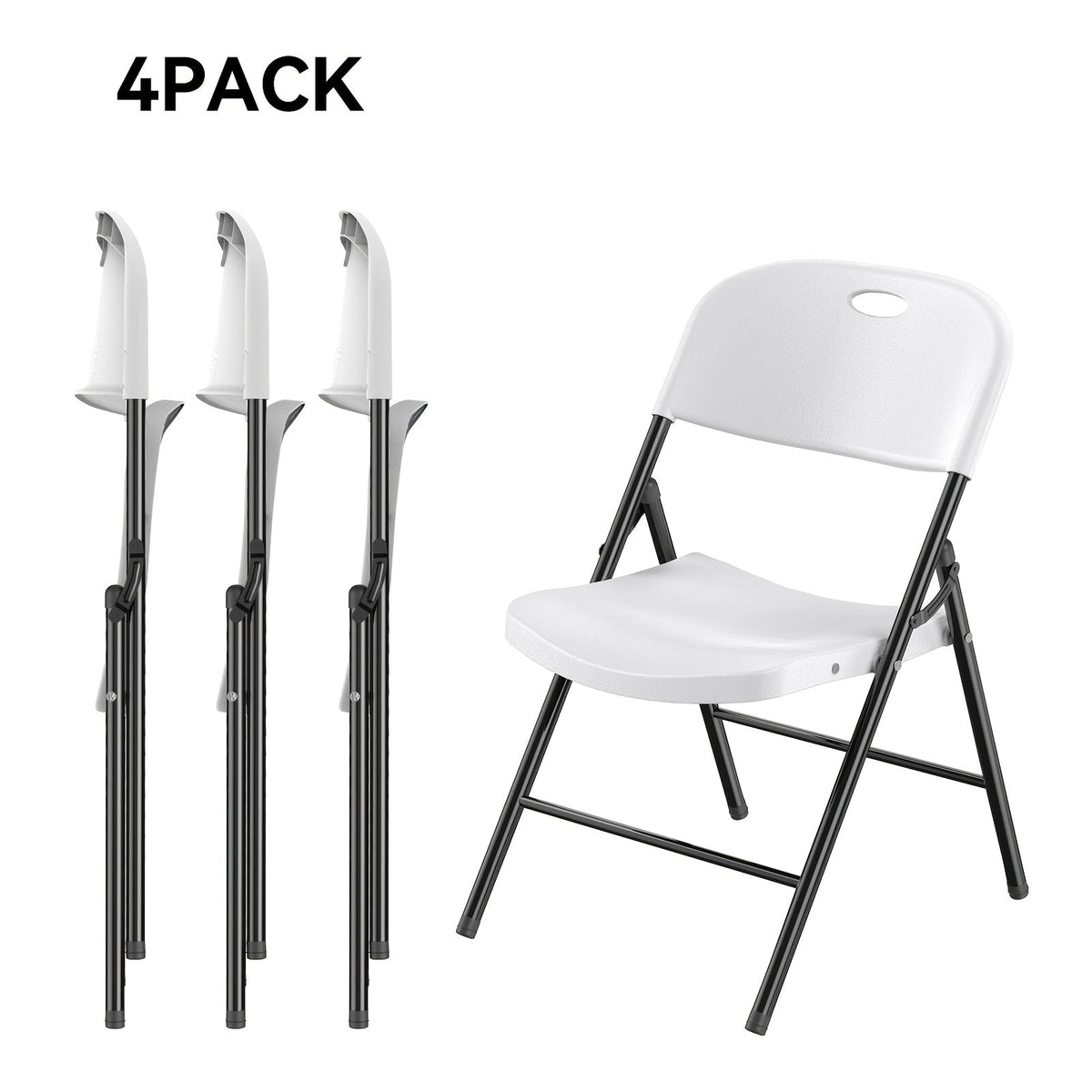Heavy-Duty PP Plastic Folding Chairs – 1000 LB Capacity Ergonomic Foldable & Portable for Indoor & Outdoor Events Parties & Dinners (4-Pack, 8-Pack & 10-Pack)