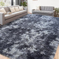 Shaggy Area Rug 9x12 & 10x14 Ultra Soft Fluffy Non-Slip Large Plush Carpet, Machine Washable Tie-Dye & Solid Rug for Living Room Bedroom Home Decor, Black White Gray Pink Rainbow Purple Tie-Dye